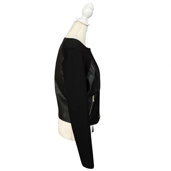 Guess Black Faux Leather Waist-Length Jacket Size Medium - Picture 2 of 12